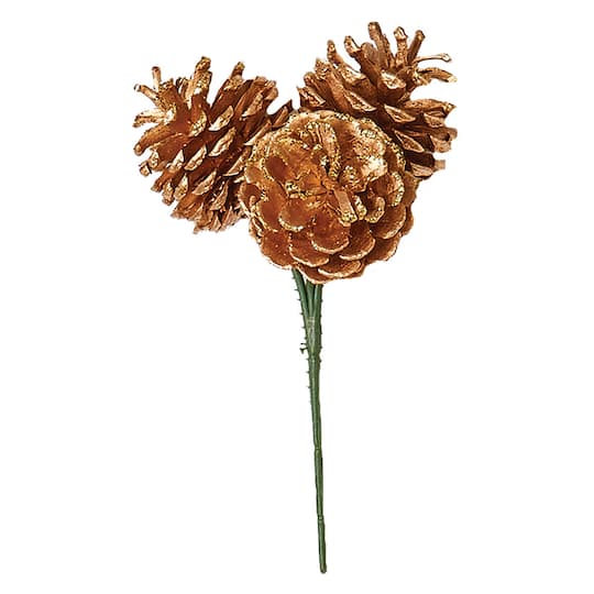 8" Gold Glitter Pinecone Christmas Picks, 72ct.